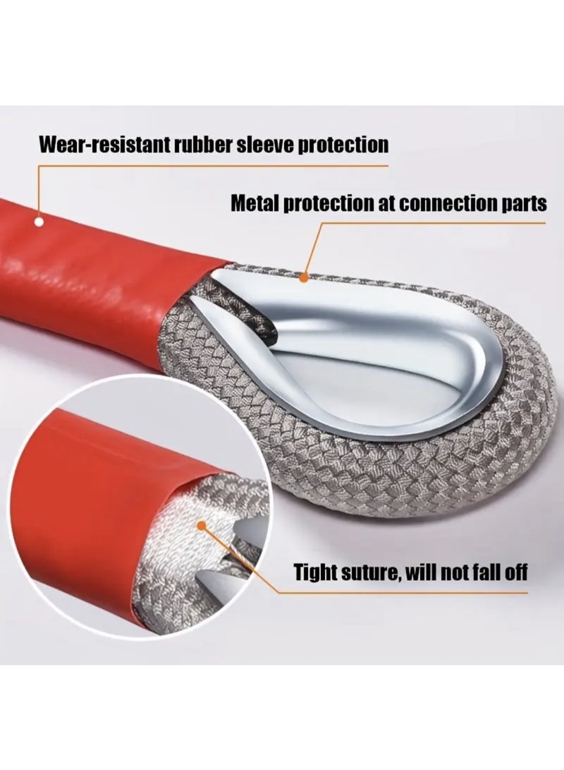 حبل سحب ثقيل بوزن 25 طن و7 أمتار - حبل سحب طارئ للسيارات وسيارات الدفع الرباعي والشاحنات مع خطاف أمان وشريط عاكس - Image 3